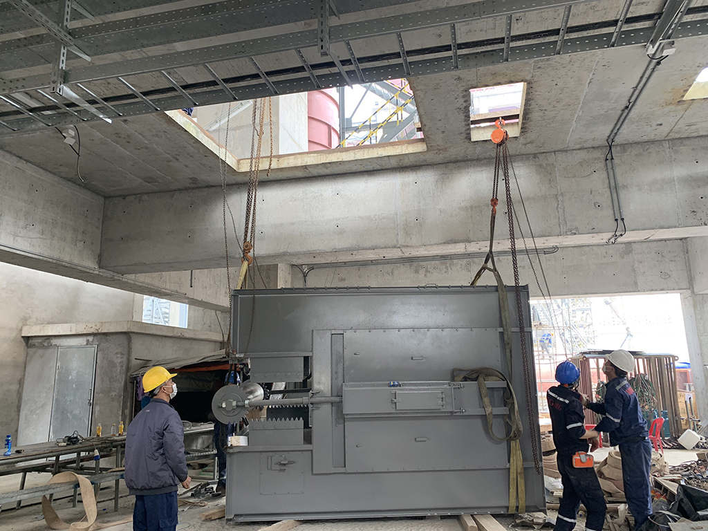 Installing bucket elevator, fans - Line 3